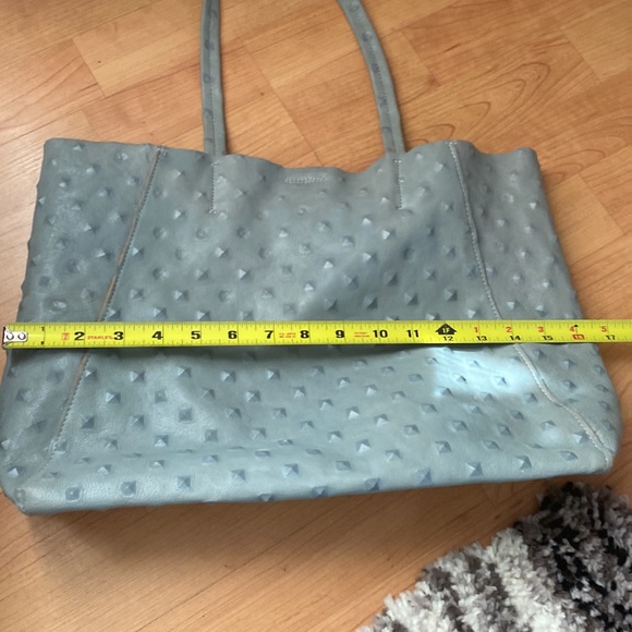 🎉HP🎉 Streets Ahead Charlotte Pyramid Stud Gray Leather Tote - Picture 10 of 15